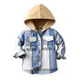 thumbnail image 1 of Scyoekwg Fashion Toddler Infants Baby Boy Girl Coats Long Sleeve Fall Winter Plaid Frosted Hooded Coat Casual Fashion Button Shirts Coats with Pocket Blue 3-6 Months, 1 of 8