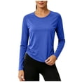 thumbnail image 1 of Scyoekwg Fitted Workout Tops for Women Raglan Side Drawstring Athletic Shirts Long Sleeve Slim Running Workout Casual Tee (Blue,L), 1 of 9