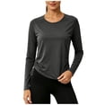 thumbnail image 1 of Scyoekwg Fitted Workout Tops for Women Raglan Side Drawstring Athletic Shirts Long Sleeve Slim Running Workout Casual Tee (Dark Gray,S), 1 of 9