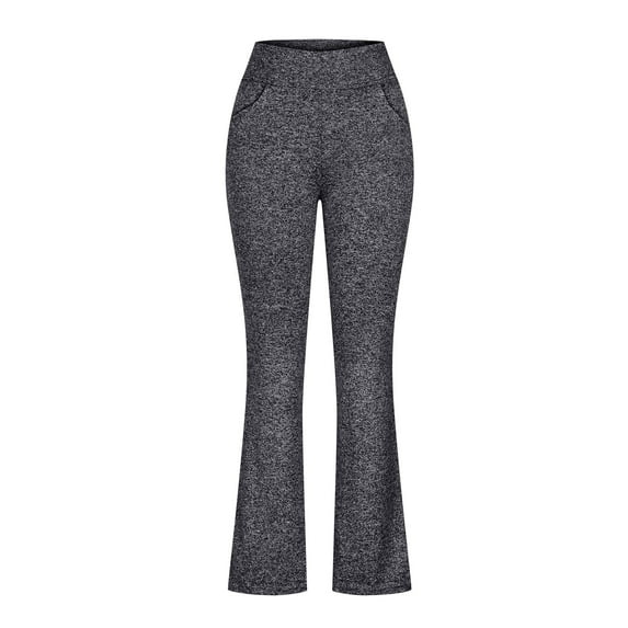 Scyoekwg Flare Yoga Pants for Women Dress Pants Women High Waisted Stretch Yoga Leggings Fitness Running Gym Sports Pants with Pockets (Dark Gray,L)