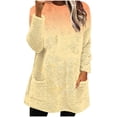 thumbnail image 1 of Scyoekwg Fleece Sweatshirts for Women Long Sleeve Crew Neck Tunic Sweatshirts Fall Winter Warm Sweater Plus Size Tops Pullover with Pockets (Yellow,S), 1 of 5