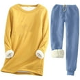thumbnail image 1 of Scyoekwg Fleece Sweatsuits for Women Set 2 Piece Winter Warm Fleece Lined Two Piece Matching Set Long Sleeve Crewneck Sweatshirt Thermal Underwear Sets (Blue,XXXXXL), 1 of 2