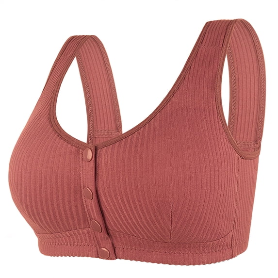 Scyoekwg Front Closure Bras for Women Trendy Solid Color Casual Shaping Cup Shoulder Strap Underwire Bra Plus Size Extra-Elastic Wirefree Underwear Soft Ultra Light Everyday Bras Red 44
