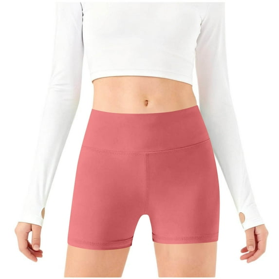 Scyoekwg Girls Athletic Shorts Kids High Waisted Yoga Pants Dance Biker Shorts Summer Casual Comfy Gymnastics Shorts Watermelon Red 9-10 Years
