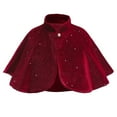 thumbnail image 1 of Scyoekwg Girls Cape Jacket Fall Winter Dress Clothing Fashion Elegant Cape Coats Solid Color Comfy Warm Coats (Wine,6- 7 Years), 1 of 5