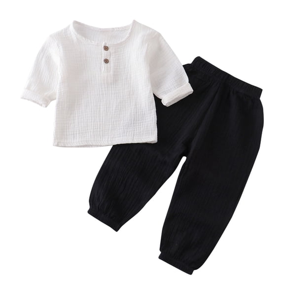 Scyoekwg Girls Clothes Toddler Baby Boys Girls Clothes Sets Fall Fashion Solid Color Button Round Neck Long Sleeve Tops Long Pants 2PCS Outfits Black3 Years