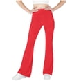 thumbnail image 1 of Scyoekwg Girls Flare Leggings Casual High Waist Legging Yoga Pants Stretch Running Sports Spring Fashion Comfy Baggy Pants Solid Color Red 10-11 Years, 1 of 7