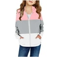 thumbnail image 1 of Scyoekwg Girls Long Sleeve Zipper Hooded Sweatshirt Jackets with Pocket Casual Color Block Hoodies Outwear (Pink,4-5 Years), 1 of 3