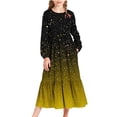thumbnail image 1 of Scyoekwg Girls Maxi Dress Long Sleeve Fashion Crew Neck Gradient Hight Waistband Ruched Long Dress with Pocket Comfy Dresses, Yellow, 10-11 Years, 1 of 6