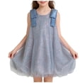 thumbnail image 1 of Scyoekwg Girls Sequin Party Dress Kids Mesh Shiny Princess Dress Sleeveless Crew Neck Comfy Cute Dresses Solid Color Dresses, Gray, 2-3 Years, 1 of 5