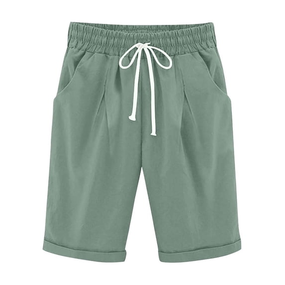 Scyoekwg Girls Shorts Summer Fashion Comfy Elastic Waistband Drawstring Shorts with Pocket Casual Baggy Pants Solid Color Green 12-13 Years