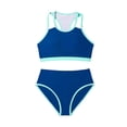 thumbnail image 1 of Scyoekwg Girls Swim Suit Bikini Tops Swimming Trunks Set Everyday Vacation Slim Beach Bikini Solid Color Blue, 9 Years, 1 of 8