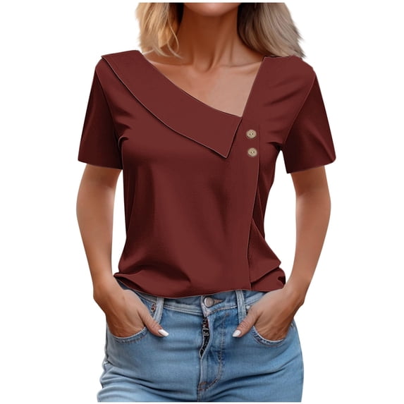 Scyoekwg Womens Short Sleeve Tops Loose Ladies Blouses Dressy Casual Trendy Womens Summer Fashion Going Out Tops Cute T Shirts