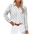 thumbnail image 1 of Scyoekwg Going Out Tops for Women Lapel Button Up Shirt Loose Fall Clothes Polka Dots Graphic Tops Fashion Long Sleeve Tops Dressy Casual Blouses Vintage Pullover(White,S), 1 of 4