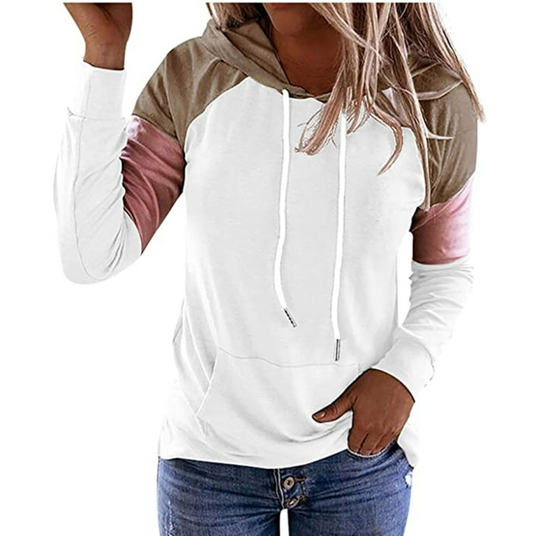 Drawstring splicing hotsell color block hoodie