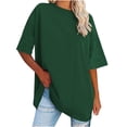 thumbnail image 1 of Scyoekwg Graphic Tees for Women Summer Trendy Loose Comfy Blouse Tshirt Crewneck Basic Tops Going Out Tops Classic Solid Color Short Sleeve Casual Cute Tops (Green,L), 1 of 5