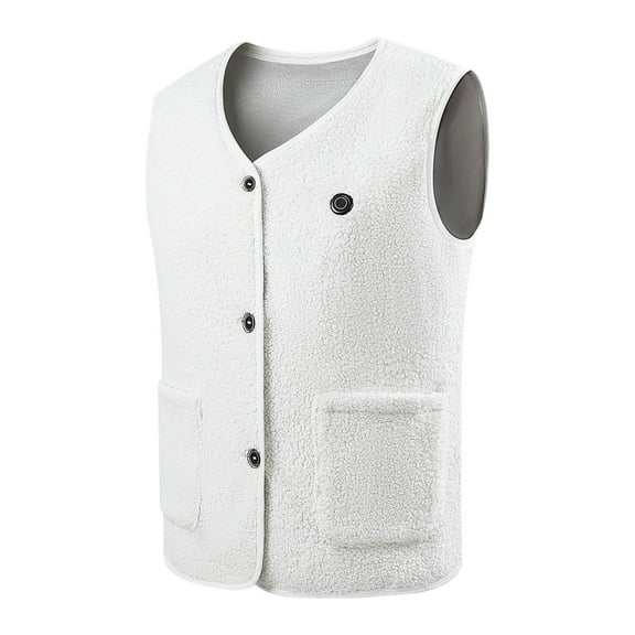 Scyoekwg Heated Body Warmer for Women Heated Fleece Vest with 16 Heating Zones USB Rechargeable Heated Waistcoat Solid Color Outwear (White,M)