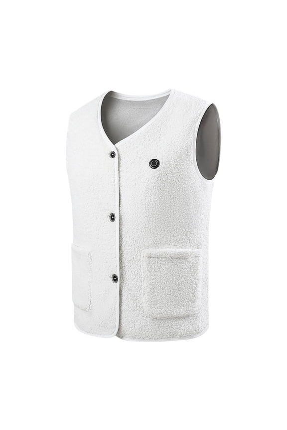 Heated Body Warmer for Women Heated Fleece Vest with 16 Heating Zones USB Rechargeable Heated Waistcoat Solid Color Outwear (White,M)
