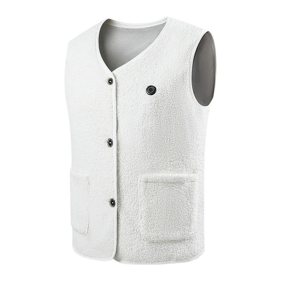 Scyoekwg Heated Body Warmer for Women Heated Fleece Vest with 16 Heating Zones USB Rechargeable Heated Waistcoat Solid Color Outwear (White,XXXXL)
