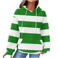 thumbnail image 1 of Scyoekwg Hoodies for Women Drawstring Hooded Sweatshirts with Pocket Striped Tops for Women Trendy Loose Long Sleeve Dressy Casual Blouse Pullover (Green,L), 1 of 6