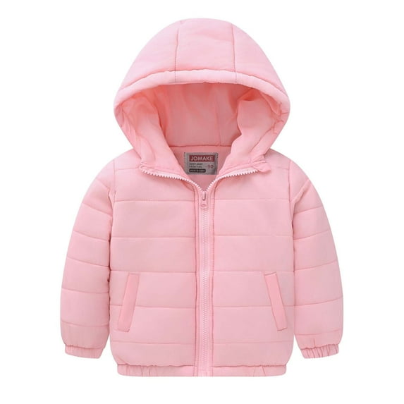 Scyoekwg Infant Toddler Boys Jacket Zip Up Hooded Winter Jacket with Pocket Solid Color Long Sleeve Soft Thin Short Cotton Jacket (Pink,4-5 Years)