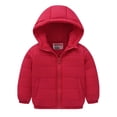 thumbnail image 1 of Scyoekwg Infant Toddler Boys Jacket Zip Up Hooded Winter Jacket with Pocket Solid Color Long Sleeve Soft Thin Short Cotton Jacket (Red,4-5 Years), 1 of 8