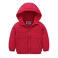 thumbnail image 1 of Scyoekwg Infant Toddler Boys Jacket Zip Up Hooded Winter Jacket with Pocket Solid Color Long Sleeve Soft Thin Short Cotton Jacket (Red,7-8 Years), 1 of 8