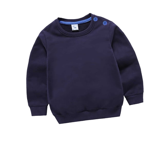 Scyoekwg Infants Baby Boys Girls Sweatshirt Casual Round Neck Long Sleeve Pullover Tops Solid Color Pullover Blouses (Dark Blue,1 Years)