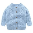 thumbnail image 1 of Scyoekwg Infants Toddler Baby Girls Boys Knitted Sweater Coats Solid Color Long Sleeve Button Knit Jacket (Light Blue,10-12 Months), 1 of 3