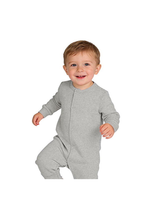 Infants Unisex Baby Boys Girls Cotton Rompers Long Sleeve Button Sleepers Romper Toddler Footie Pajamas Dark Gray,12-18 Months