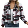 thumbnail image 1 of Scyoekwg Jackets for Women Loose Lightweight Plaid Coats Long Sleeve Button Up Lapel Coats Fall Outfits Casual Fashion with Pocket Cardigan Jacket (Black,L), 1 of 8