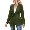thumbnail image 1 of Scyoekwg Jackets for Women Button Bandage Jacket Outwear Pocket Casual Solid Color Fashion Long Sleeve Comfy Coats (Green,L), 1 of 8