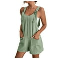 thumbnail image 1 of Scyoekwg Jumpsuits for Women Summer Fashion Casual Suspender Shorts Solid Color Comfor table with Pocket Jumpsuit Shorts Army Green M (6), 1 of 7
