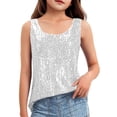 thumbnail image 1 of Scyoekwg Kids Tank Tops for Girls Sequin Sleeveless Tank Top Round Neck Sparkly Glitter Top Casual Birthday Party Shirts (White,14-15 Years), 1 of 8