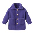 thumbnail image 1 of Scyoekwg Toddler Girls Jacket Winter Warm Windproof Padded Clothes Long Sleeve Lapel Cute Solid Color Coat with Pocket (Purple,8-9 Years), 1 of 9