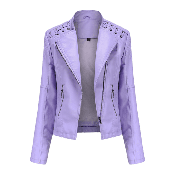 Scyoekwg Leather Jacket for Womens Coat Long Sleeve Lapel Solid Color Overcoat Casual Lapel Motor Jacket Coat Zip Biker Short Punk Cropped Tops Hot Pink XXXXL