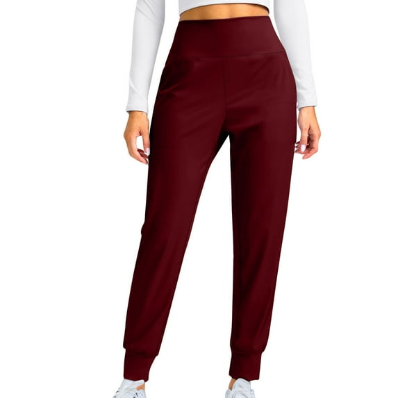 Scyoekwg Lightweight Joggers for Women High Waisted Workout Athletic Casual Solid Color Yoga Pants with Pockets (Wine,S)