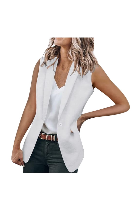 Long Cardigans for Women Lightweight Fashion V-Neck Solid Sleeveless Pocket Cardigan Casual Outwear Womens Clothes White M