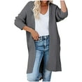 thumbnail image 1 of Scyoekwg Long Cardigans for Women Lightweight Fashion Woman Long Sleeve T-Shirt Autumn Sweater Cardigan Solid Blouse Tops Fall Clothes Gray XXL, 1 of 9
