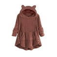 thumbnail image 1 of Scyoekwg Long Sleeve Shirts for Women Winter Warm Fleece Hoodies with Pocket Tshirt Dressy Casual Blouse Loose Lightweight Solid Color Tops for Women Trendy Pullover (Brown,S), 1 of 4