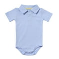 thumbnail image 1 of Scyoekwg Newborn Infants Baby Short Sleeve Lapel Bodysuit Solid Color Cotton Romper or Boys Girls Light Blue,9 Months, 1 of 2