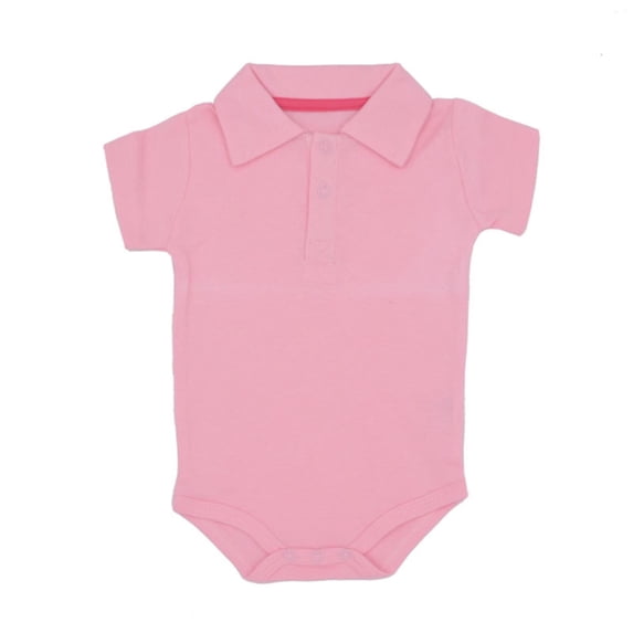 Scyoekwg Newborn Infants Baby Short Sleeve Lapel Bodysuit Solid Color Cotton Romper or Boys Girls Pink,12 Months