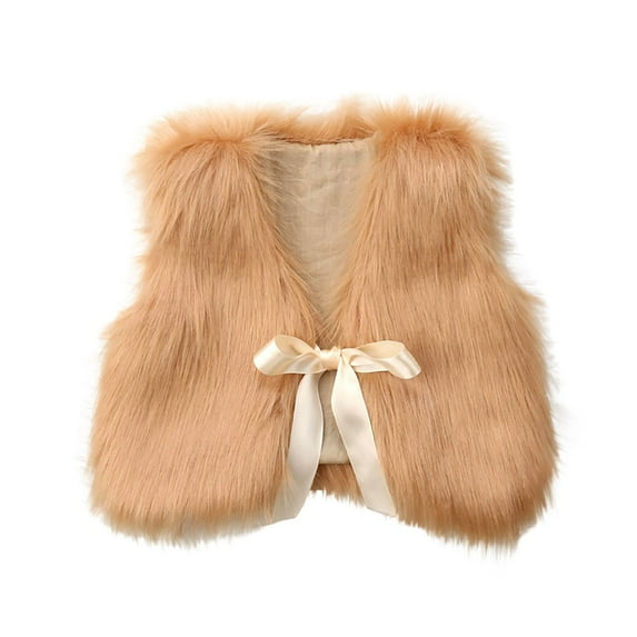 Scyoekwg Newborn Infants Toddler Baby Girls Warm Coats Solid Color Shawl Shawl Thick Sleeveless Cardigan Jacket Top (Brown,0-6 Months)