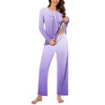 thumbnail image 1 of Scyoekwg Pajama Sets for Women Gradient Color Loungewear Matching Set Casual Button Round Neck Long Sleeve Tops and Pants Pajama Sets (Purple,XXL), 1 of 5