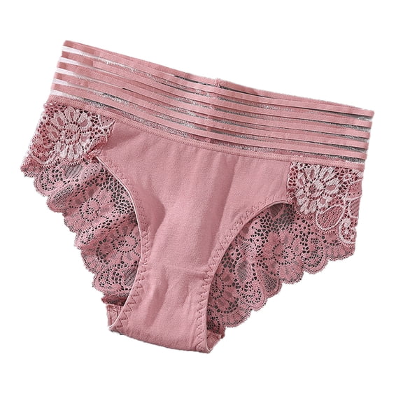 Scyoekwg Panties for Women Soft Solid Color Cotton Crotch High Waist Lace Tight Waist Ultra Wide Belt Briefs Breathable Underwear Comfortable Briefs Cheeky Panties Underpants Pink L