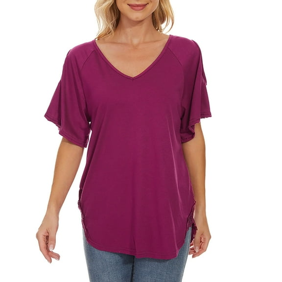 Scyoekwg Womens Summer Fashion Shirt Womens Summer Fashion Ladies Blouses Dressy Casual Women's Shirts Casual Short Sleeve Tops Comfy Clothes Loose