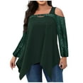 thumbnail image 1 of Scyoekwg Plus Size Tunic Tops for Women Round Neck Sequin Irregular Hem Blouse Top Long Sleeve Tops for Women Trendy Tshirt Loose Solid Color Dressy Casual Blouses (Green,XXXXXL), 1 of 7