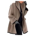 thumbnail image 1 of Scyoekwg Plus Size Womens Coats Solid Color Woolen Coat Casual Loose Long Sleeve Cardigan Jacket Winter Warm Coats Outerwear Khaki L(8), 1 of 5