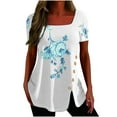 thumbnail image 1 of Scyoekwg Printed Shirt for Womens Casual Short Sleeve Round Neck Graphic Tees Short Sleeve Comfy Casual Tunic Tops Summer Trendy Loose Lightweight Tops Ethnic Printed White XXL, 1 of 8