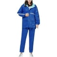 thumbnail image 1 of Scyoekwg Rain Suits Waterproof Raincoat Set Women's Rain Jacket Trouser Suit Two-piece Set Long Sleeved Hooded Set (Blue,XL), 1 of 5